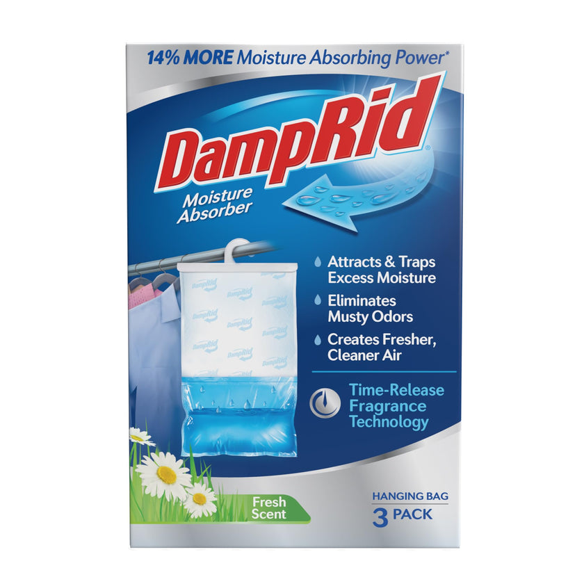 DampRid Fresh Scent Hanging Moisture Absorber, 16 oz., 3 Pack - Eliminates Musty Odors for Fresher, Cleaner Air, Ideal for Closet, 14% More Moisture Absorbing Power*- Blue 🍁 All In One Marketplace Canada