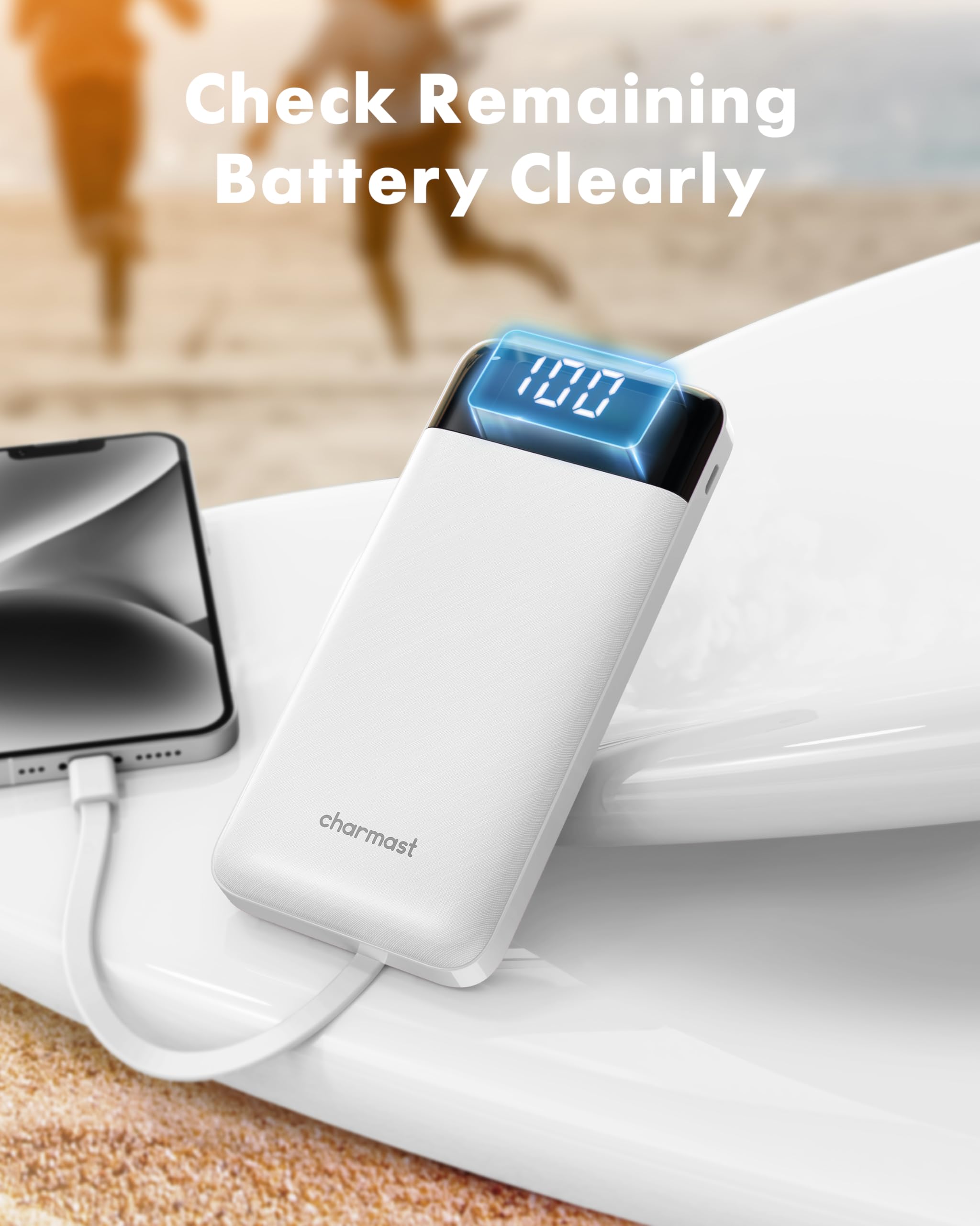 Charmast Portable Charger with Built in Cables, Power Bank with Cords Wires, Slim 10000mAh Travel Battery Pack 6 Outputs 3 Inputs 3A Fast Charging for Samsung Google Pixel LG Moto iPhone iPad 🍁 All In One Marketplace Canada