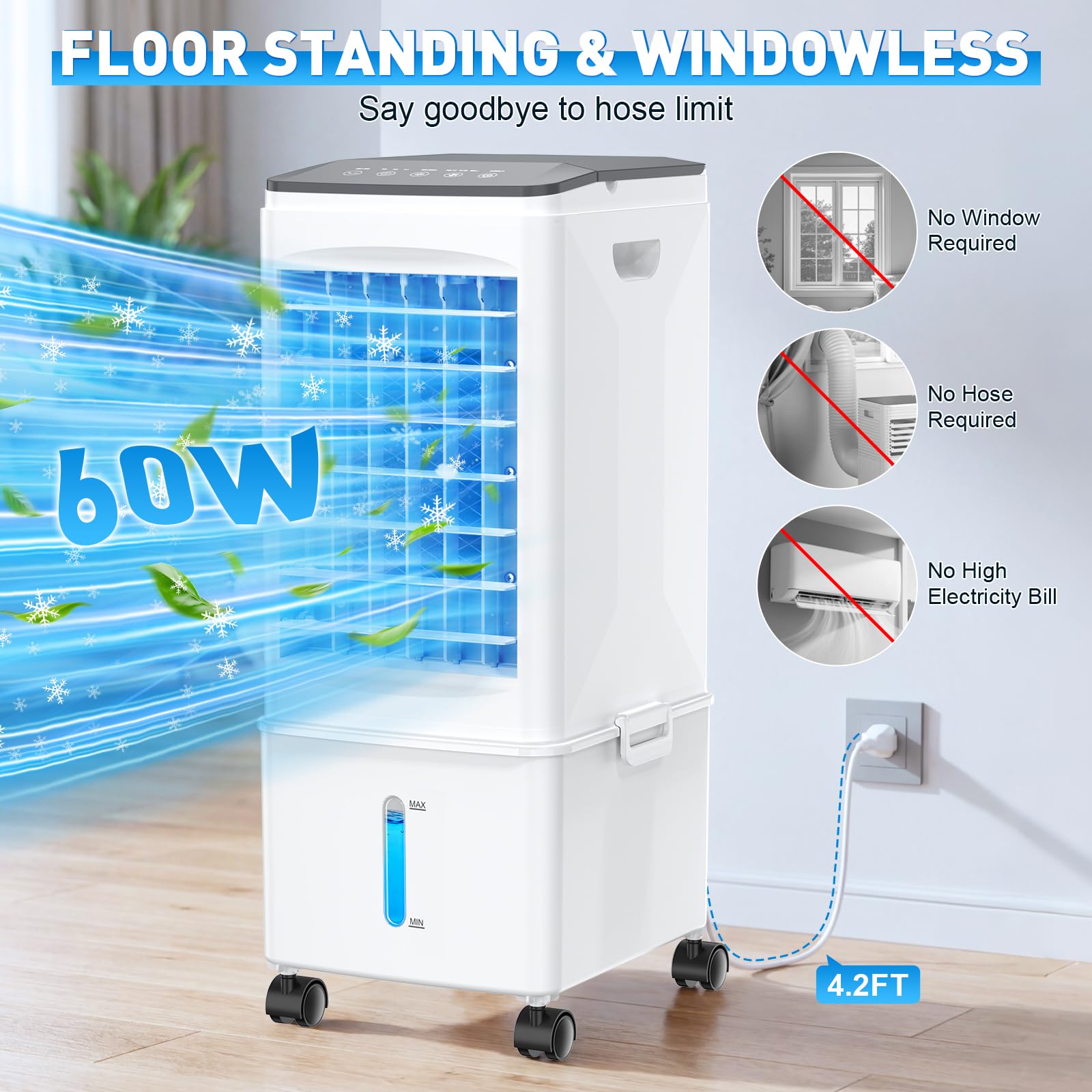 Portable Air Conditioner, 9.5L Portable AC Unit, 24H Fast Cooling, 3 Speeds Cooling Fan, Quiet Air Conditioner Portable w/7H Timer & Remote, Evaporative Air Cooler for Bedroom Home Office 🍁 All In One Marketplace Canada
