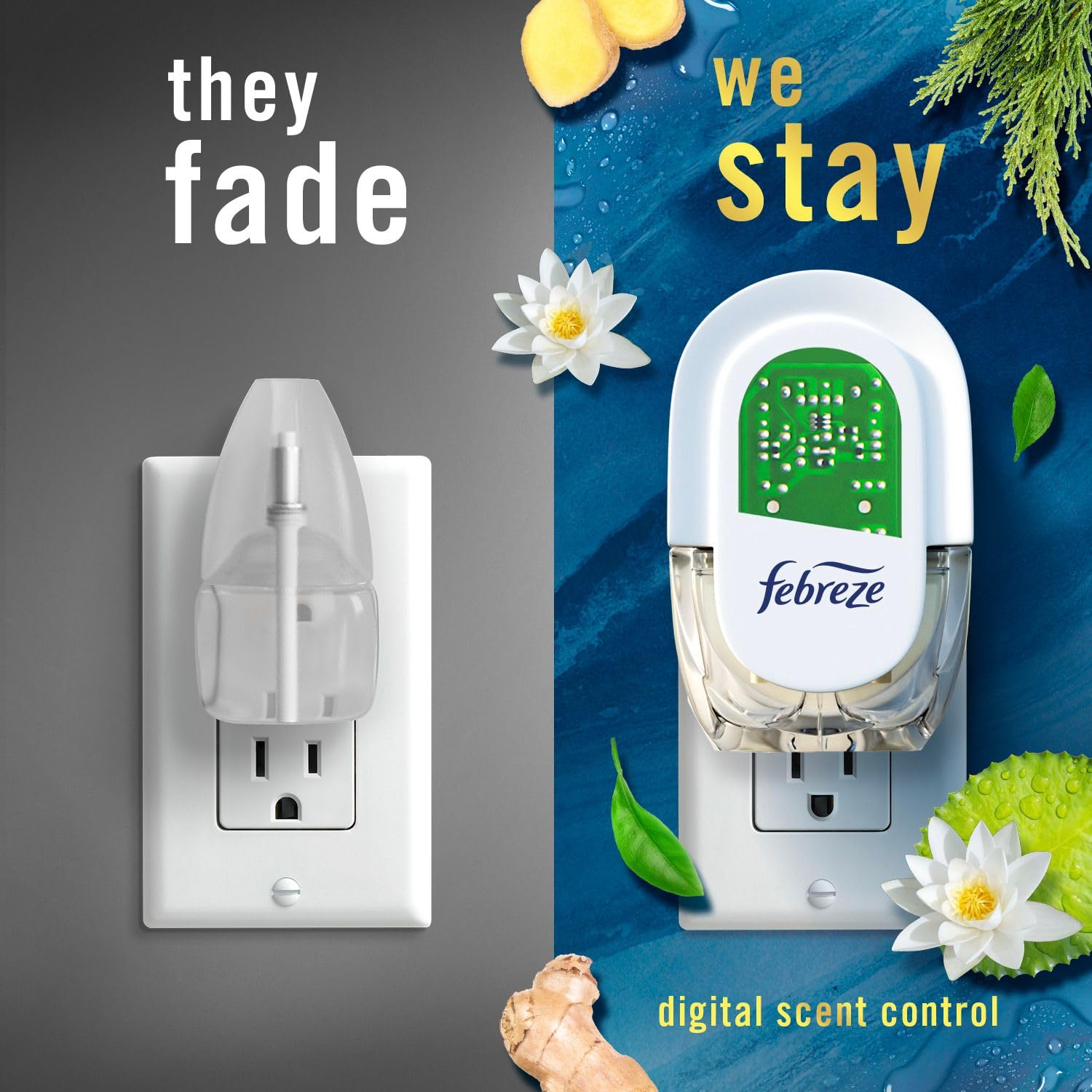 Febreze Plug In Air Freshener, Odor-Fighting Scented Oil Refill for Home and Bathroom and Kitchen, Long Lasting for Strong Odors, Ocean & Mountain Scents, 4 Count 🍁 All In One Marketplace Canada