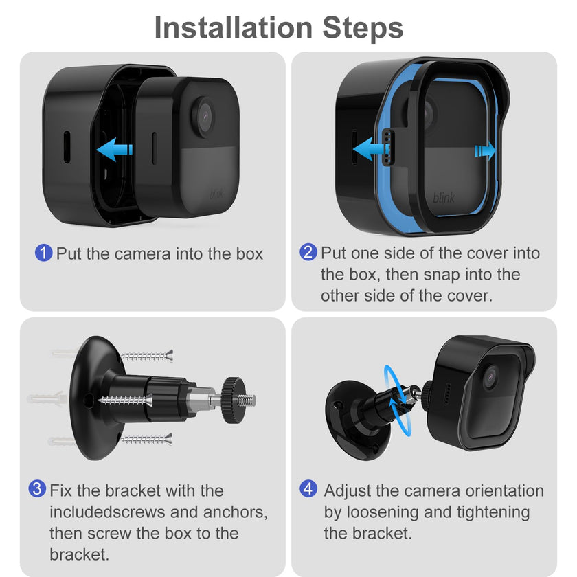 All-New Blink Camera Mount for Outdoor 4/2K+, 3 Pack Protective Cover and 360 Degree Adjustable Mounting Bracket, Blink Sync Module Outlet Mount (Black) 🍁 All In One Marketplace Canada