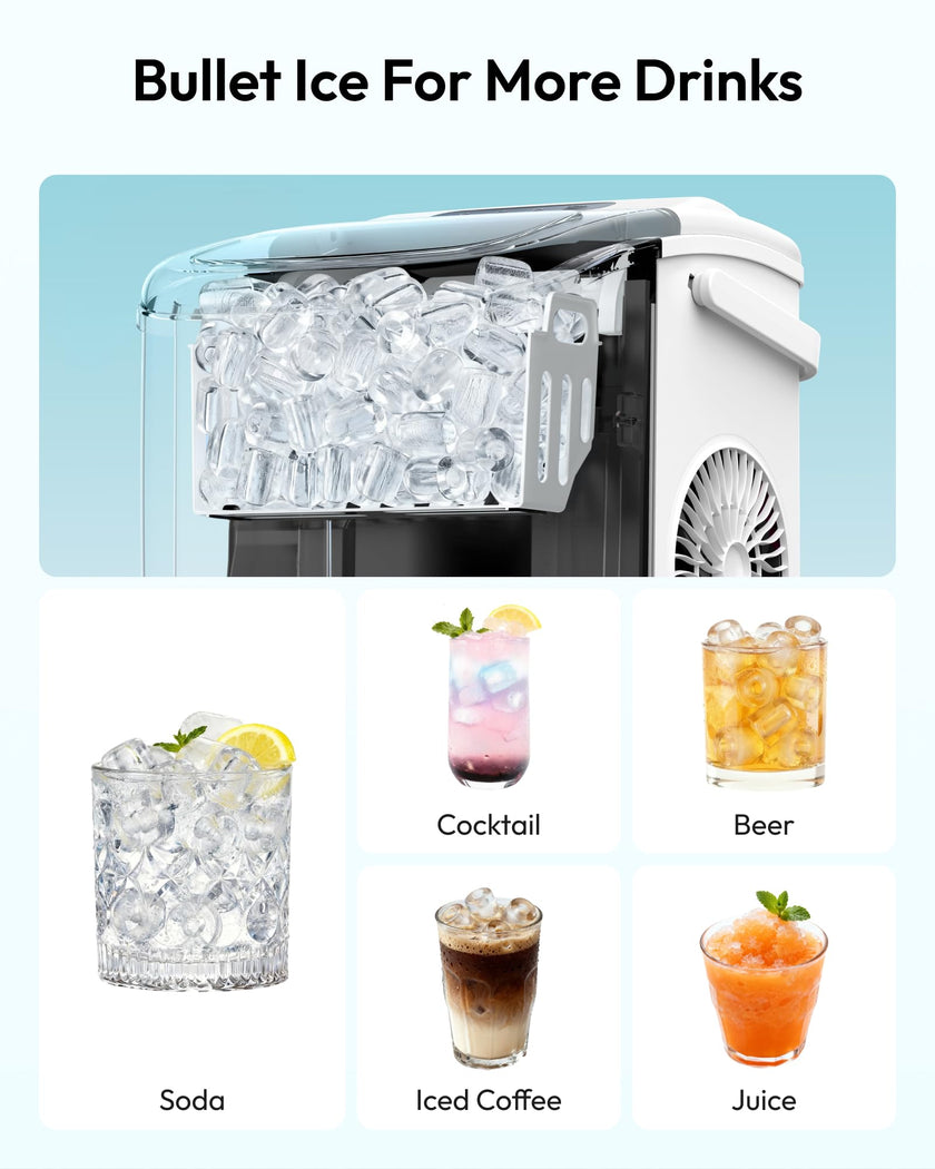 EUHOMY Countertop Ice Maker Machine with Handle, 26lbs Per Day, 9 Ice Cubes Ready in 6 Mins, Auto-Cleaning Portable Ice Maker with Basket and Scoop, for Home/Kitchen/Camping/RV (White) 🍁 All In One Marketplace Canada