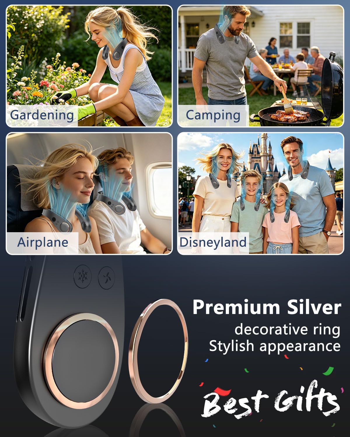 Neck Fan with Cooling Plate-5500mAh Rechargeable, Ultra Quiet Operation, 5 Speeds & 3 Cooling Modes, USB-C Fast Charging, LED Display Battery & Speed, Bladeless Wearable Neck Cooler for Travel Black 🍁 All In One Marketplace Canada