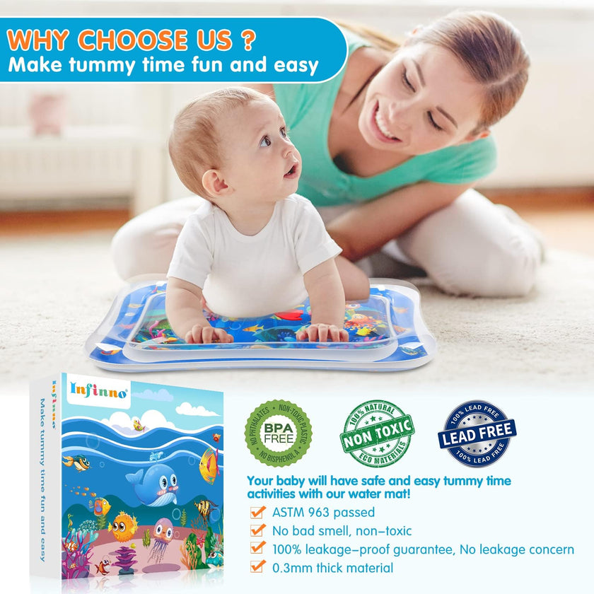 Infinno Inflatable Tummy Time Mat Premium Baby Water Play Mat for Infants and Toddlers Baby Toys for 3 to 24 Months, Strengthen Your Baby's Muscles, Portable 🍁 All In One Marketplace Canada