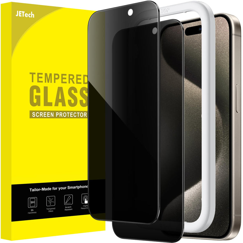 JETech Privacy Screen Protector for iPhone 15 Pro Max 6.7-Inch, Anti-Spy Tempered Glass Film with Easy Installation Tool, 2-Pack 🍁 All In One Marketplace Canada