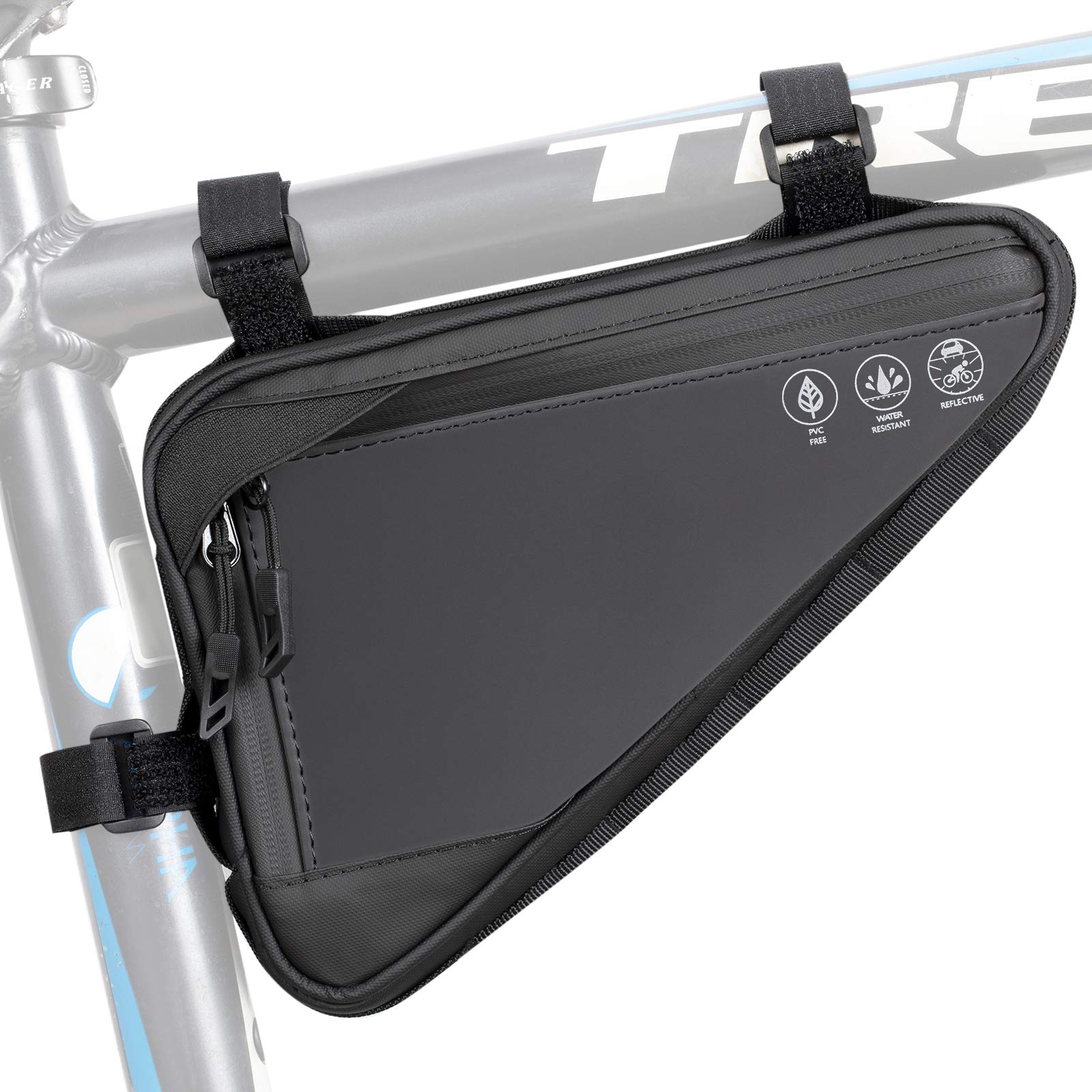 WOTOW Bike Frame Storage Bag, Water Resistant Cycling Reflective Triangle Handlebar Top Tube Bag Under Seat Pouch Strap-On Adjustable Install Position Tool Accessories Pack for Mountain Road Bike 🍁 All In One Marketplace Canada