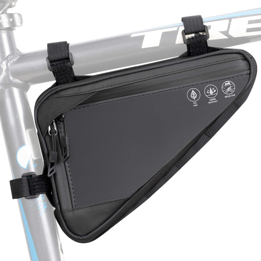 WOTOW Bike Frame Storage Bag, Water Resistant Cycling Reflective Triangle Handlebar Top Tube Bag Under Seat Pouch Strap-On Adjustable Install Position Tool Accessories Pack for Mountain Road Bike 🍁 All In One Marketplace Canada