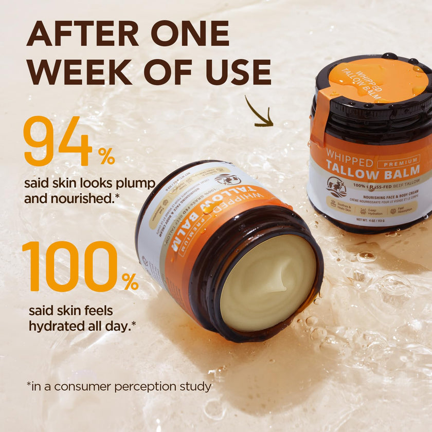 Beef Tallow Skincare Moisturizer for Face: 100% Grass-Fed Beef Tallow Balm - All Natural Tallow Face Cream Soft Smooth for Eczema and Dry Skin 4oz 🍁 All In One Marketplace Canada
