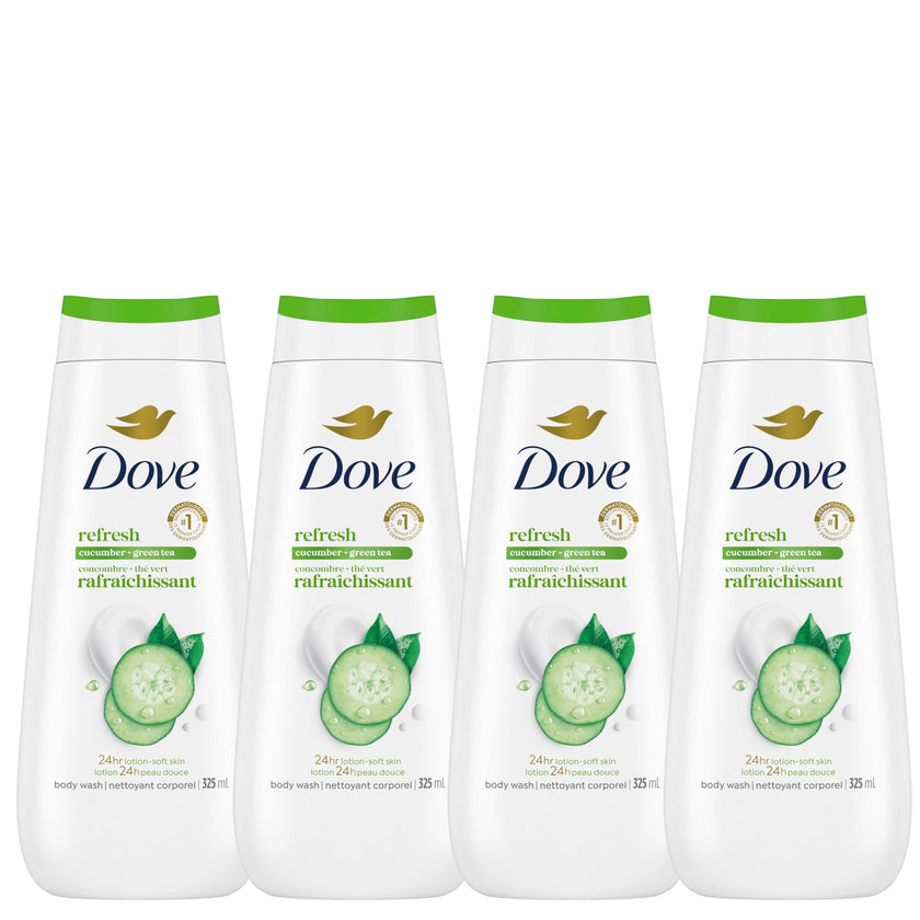 Dove Refresh Body Wash Cucumber & Green Tea 24H Freshness, 325mL, 4-Pack 🍁 All In One Marketplace Canada