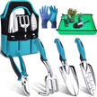 Kynup Gardening Tools 7-Piece, Heavy Duty Garden Tools Set with Non-Slip Ergonomic Handle, Repotting Mat, Rust-Proof, Gardening Hand Tools with Handbags and Gloves, Gardening Gifts for Women and Men 🍁 All In One Marketplace Canada