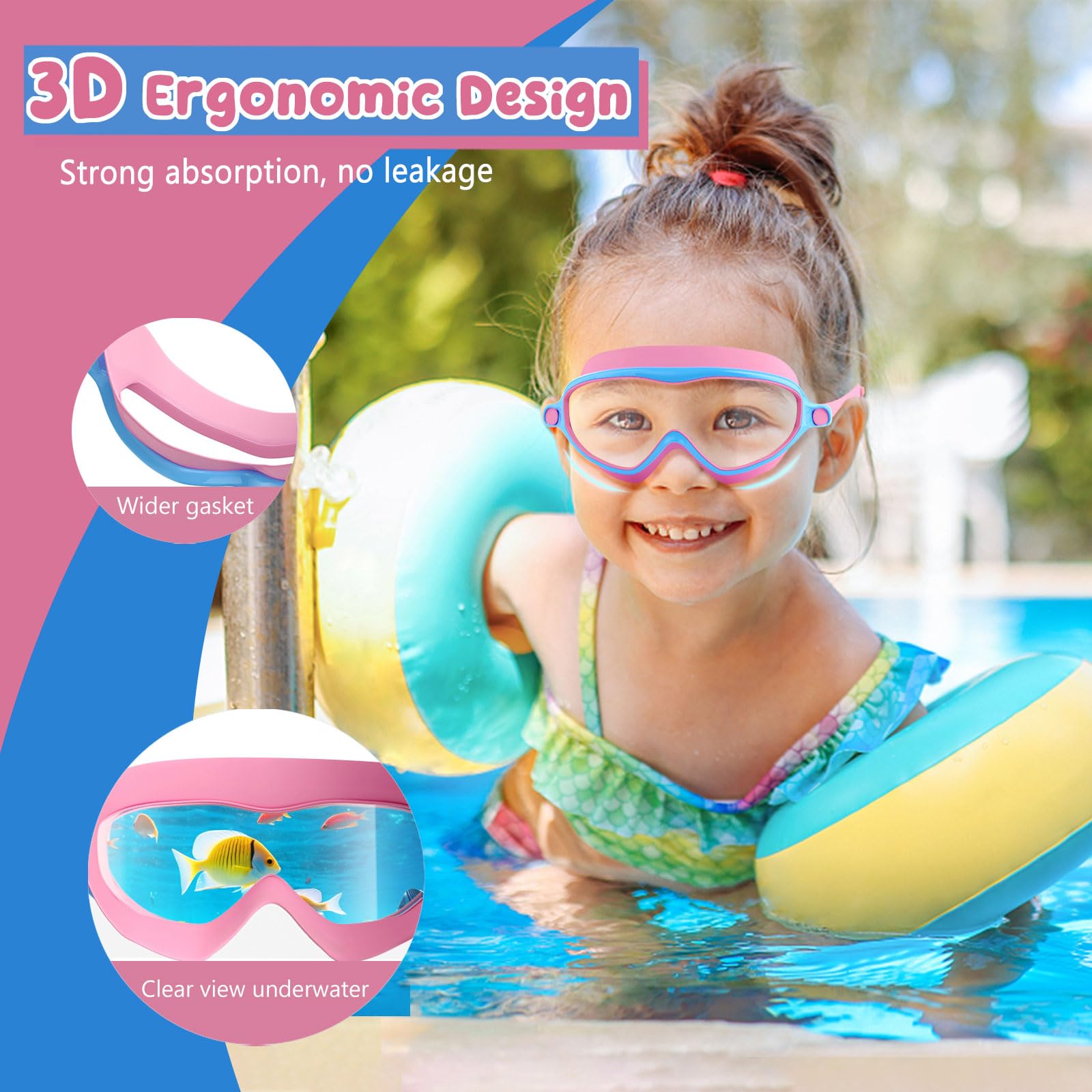 Kids Goggles Swimming, 2 Pack Kids Swimming Goggles for Age 4-14 Wide Vision Anti-Fog UV Protection Waterproof for Boys Girls 🍁 All In One Marketplace Canada