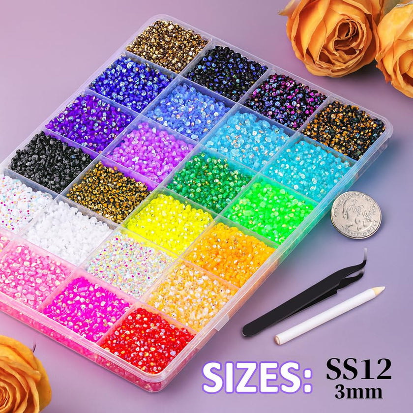 KCZ 30000pcs Resin Jelly Rhinestones – 3mm Mixed-Color Flatback Gems for Bedazzling, Diamond Art, Nail Art, Shoes, Crafts & DIY Projects 🍁 All In One Marketplace Canada