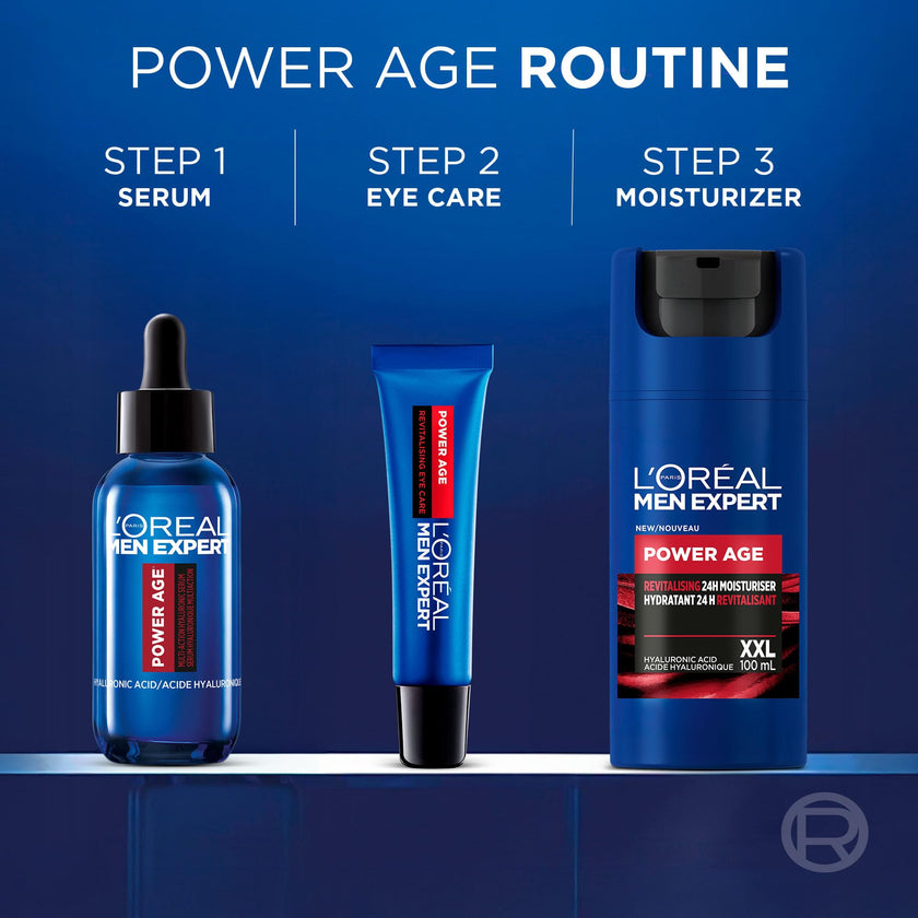 L'Oréal Paris Men Expert Power Age XXL 24 HR Hydrating Face Moisturizer for Men with Hyaluronic Acid & Vitamins, For Dry & Aging Skin, Fights Signs & Look of Aging, 100 mL 🍁 All In One Marketplace Canada
