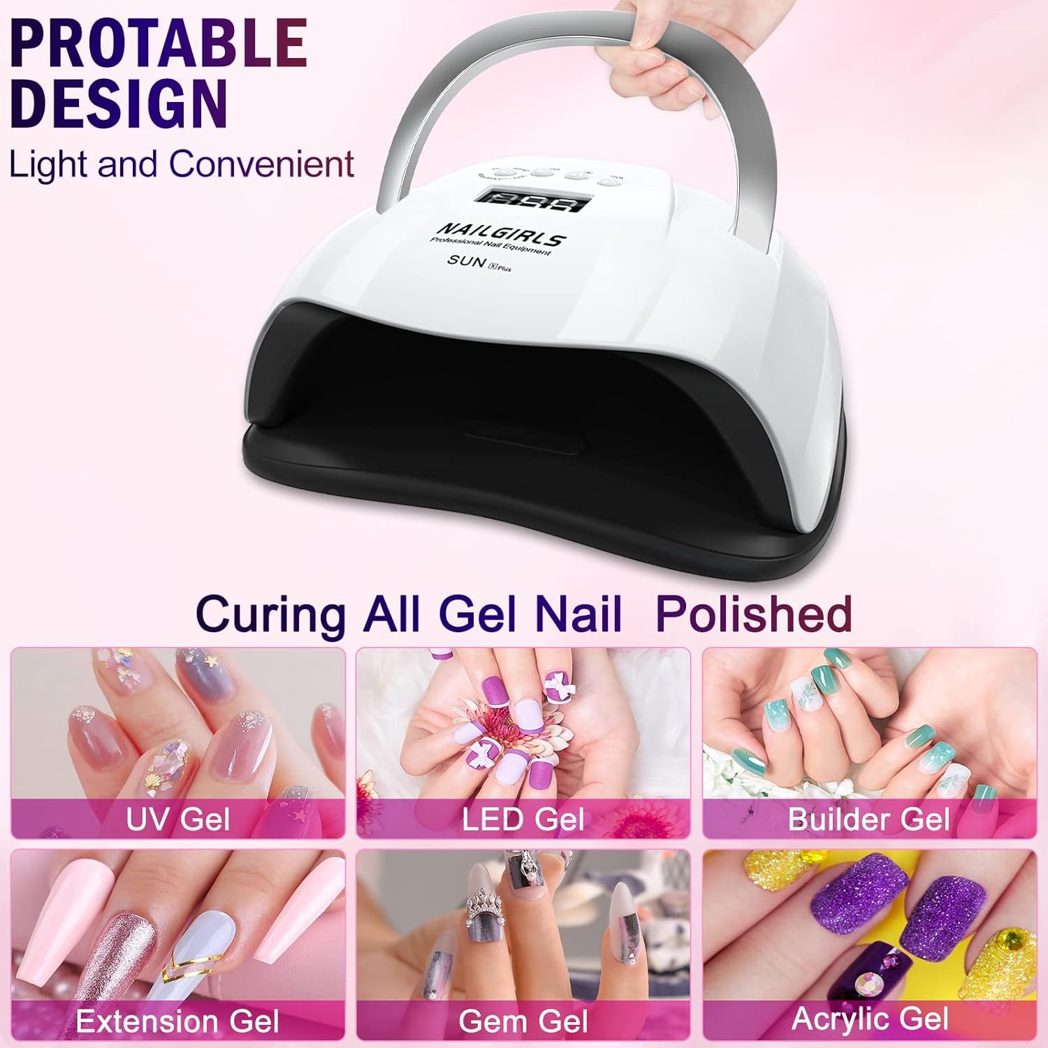 UV LED Nail Lamp, NAILGIRLS 168W Fast UV Light for Nails Gel Polish, Professional Curing with 4 Timer Setting Auto Sensor, LED Gel Nail Dryer for Fingernail and Toenail Home Salon Use, Nail Art Tools 🍁 All In One Marketplace Canada