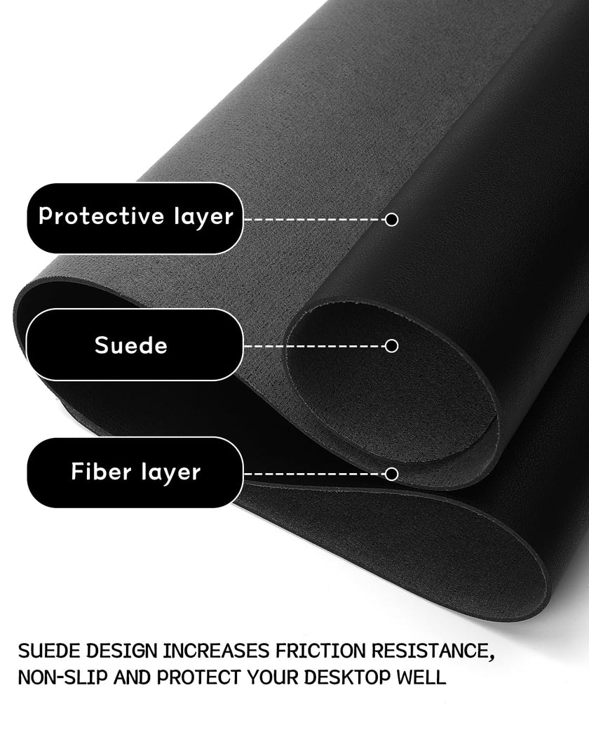 Non-Slip Desk Pad,Mouse Pad,Waterproof PVC Leather Desk Table Protector,Ultra Thin Large Desk Blotter, Easy Clean Laptop Desk Writing Mat for Office Work/Home/Decor(Black, 31.5