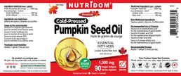 Nutridom Pumpkin Seed Oil Capsules 1000 mg, 90 Veggie Softgels, Cold-Pressed, Essential Fatty Acids, Linoleic & Oleic Acid, Vegan, Non-GMO, Gluten Free, Soy Free, Made in Canada 🍁 All In One Marketplace Canada