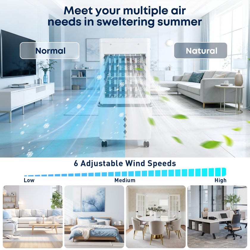 Portable Air Conditioner 8000 BTU, Windowless Air Conditioner with 6 Speeds 2 Modes, 12L Large Water Tank, 24H Timer & Remote Control, Energy Efficient Cooling Fan for Bedroom Home Office (Grey) 🍁 All In One Marketplace Canada