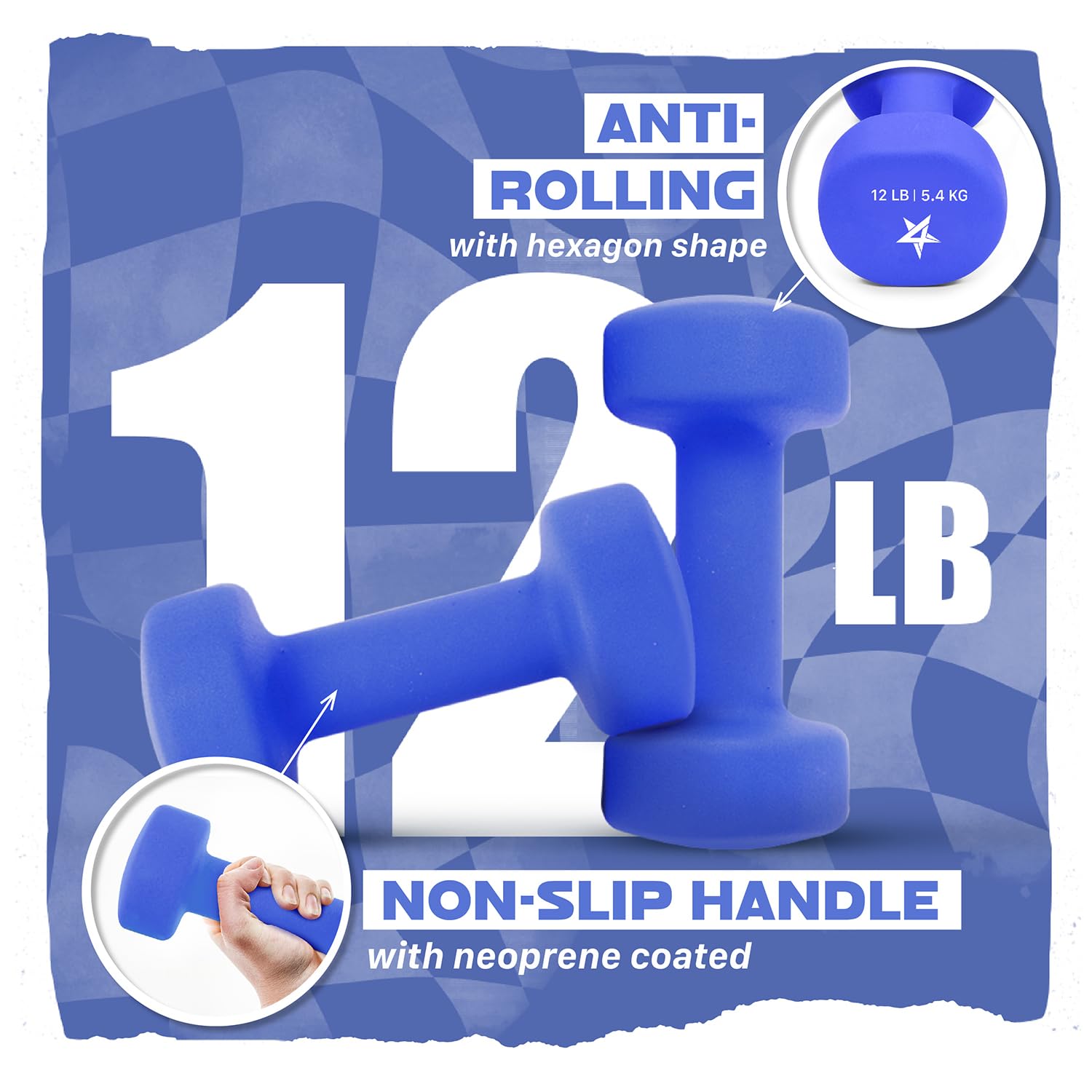 Yes4All Dumbbell Neoprene, poids et haltere, Weight Set, Hand Weights for Women, Dumbbells Pair, Free Weights (D. Blue - 12lbs) 🍁 All In One Marketplace Canada