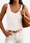 PRETTYGARDEN Womens Summer Sleeveless Tank Tops 2026 V Neck Ruffle Lightweight Ribbed Knit Shirt Casual Going Out Top (White,Medium) 🍁 All In One Marketplace Canada