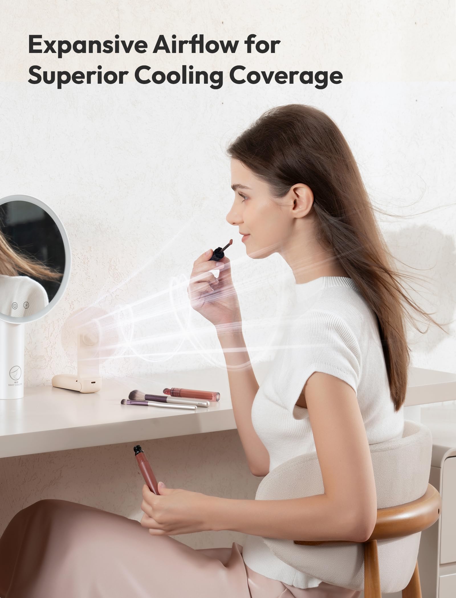 Aecooly Slim Handheld Fan, Thin Portable Fan, USB Rechargeable Mini Personal Fan [24H Max Cooling Time], Battery Powered Small Foldable Pocket Fan for Travel, Summer, Gifts for Women, Girls -Beige 🍁 All In One Marketplace Canada