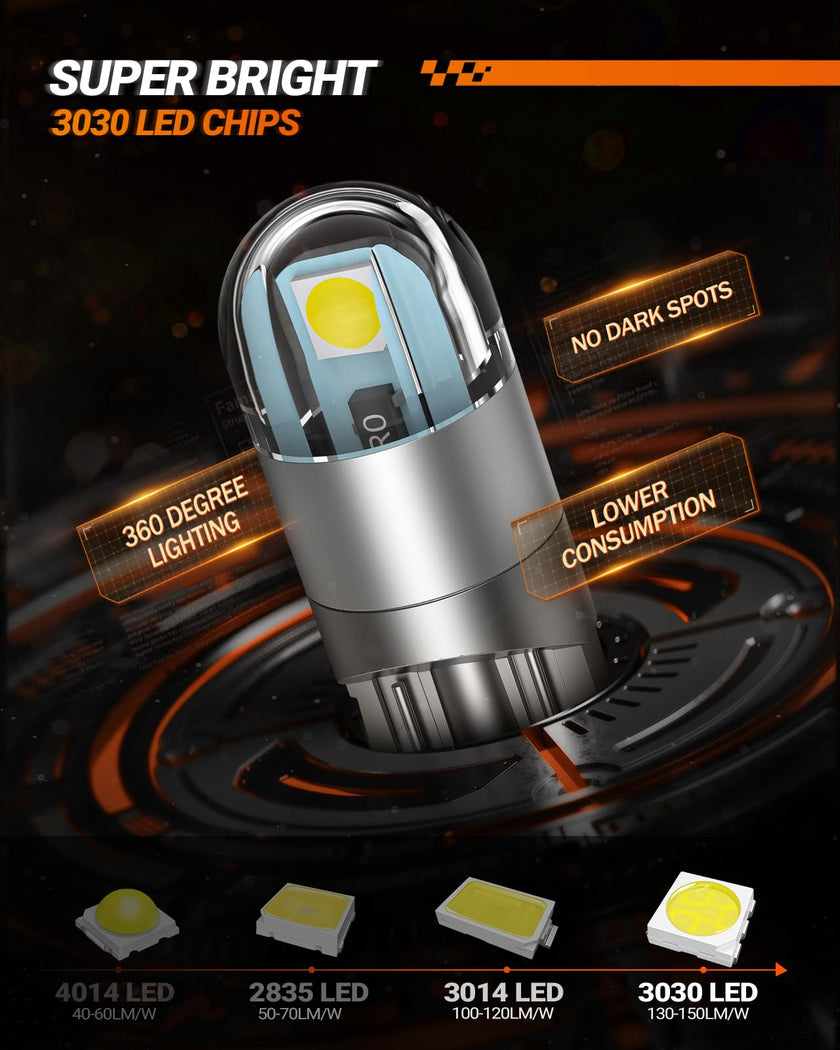 SEALIGHT 194 LED Bulbs 6000K White, 168 2825 T10 W5W 3030 Bright LED Chips, Dome Light, Map Light, Door Light, Courtesy Light, License Plate Light, Pack of 10 🍁 All In One Marketplace Canada