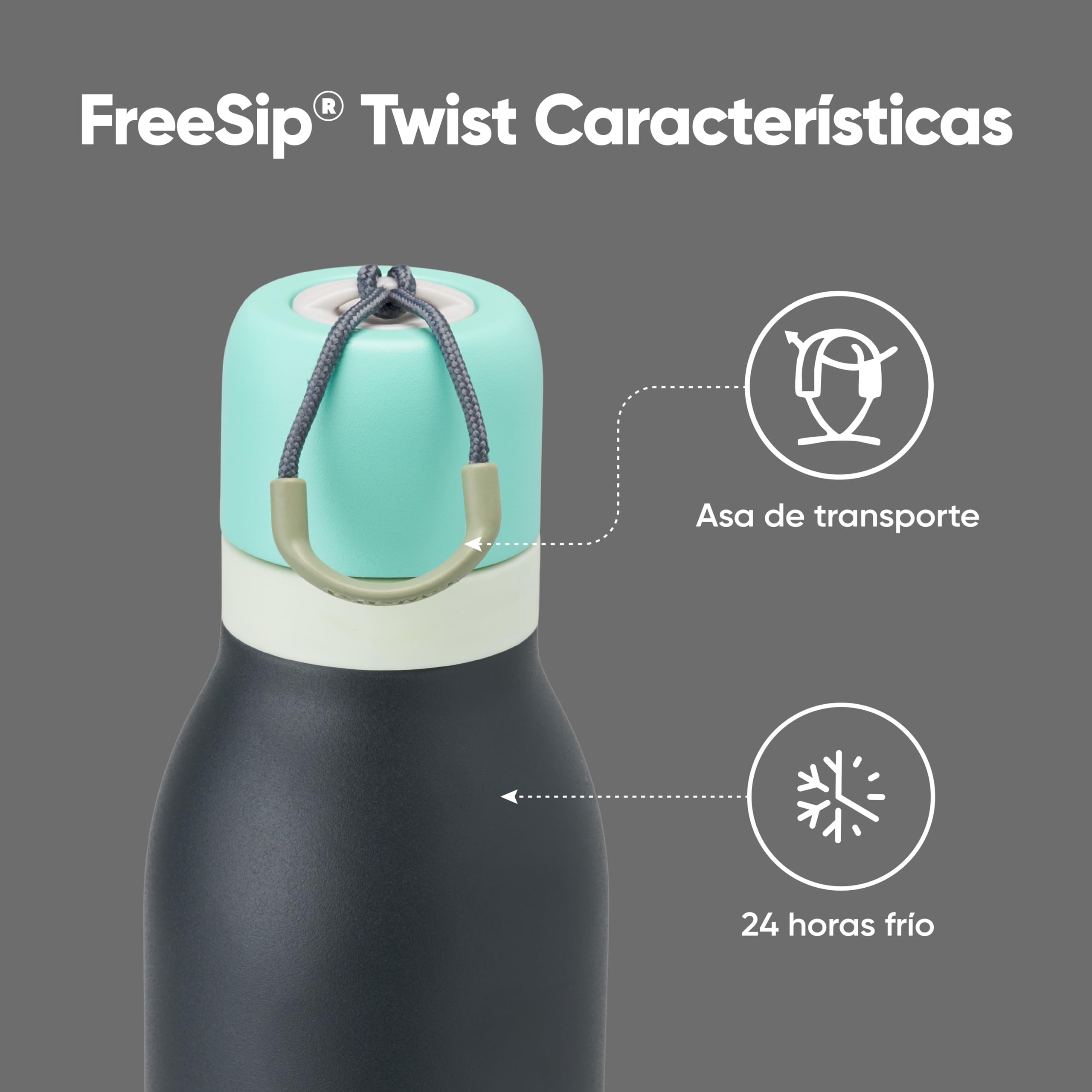 Owala FreeSip Twist Insulated Stainless Steel Water Bottle with Straw for Sports and Travel, BPA-Free, 24-oz, Blue/Grey (Foggy Tide) 🍁 All In One Marketplace Canada
