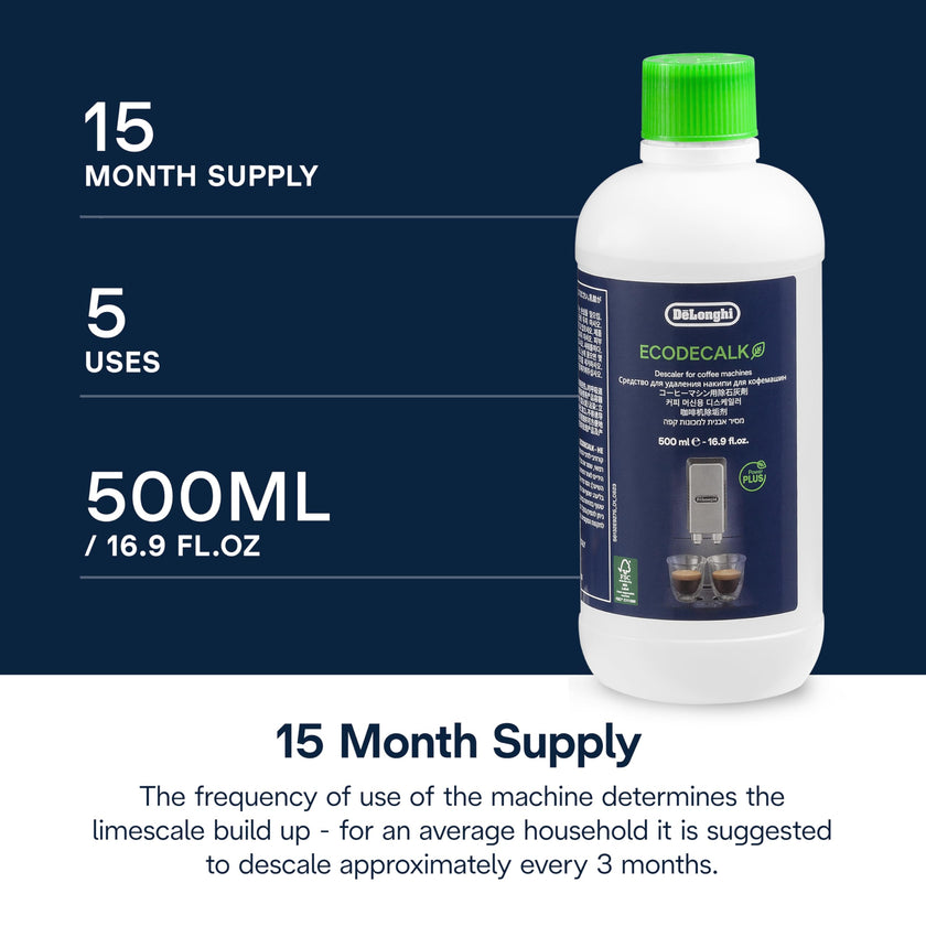 De'Longhi EcoDecalk Descaler, Eco-Friendly Universal Descaling Solution for Coffee & Espresso Machines, 16.90 oz (5 uses) 🍁 All In One Marketplace Canada