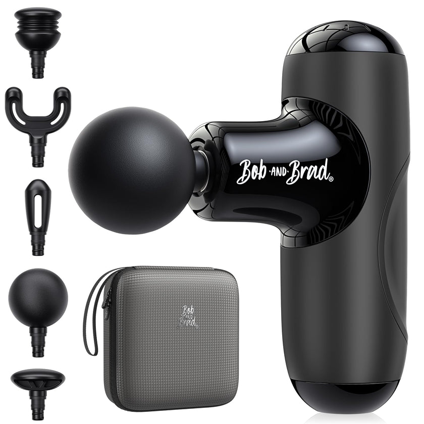 BOB AND BRAD Q2 Mini Massage Gun, Powerful Pocket-Sized Massager, Portable Muscle Massage Gun, Ultra Small & Quiet Massager with Carry Case for On The Go Usage, Gifts for Women Men Athletes (Black) 🍁 All In One Marketplace Canada