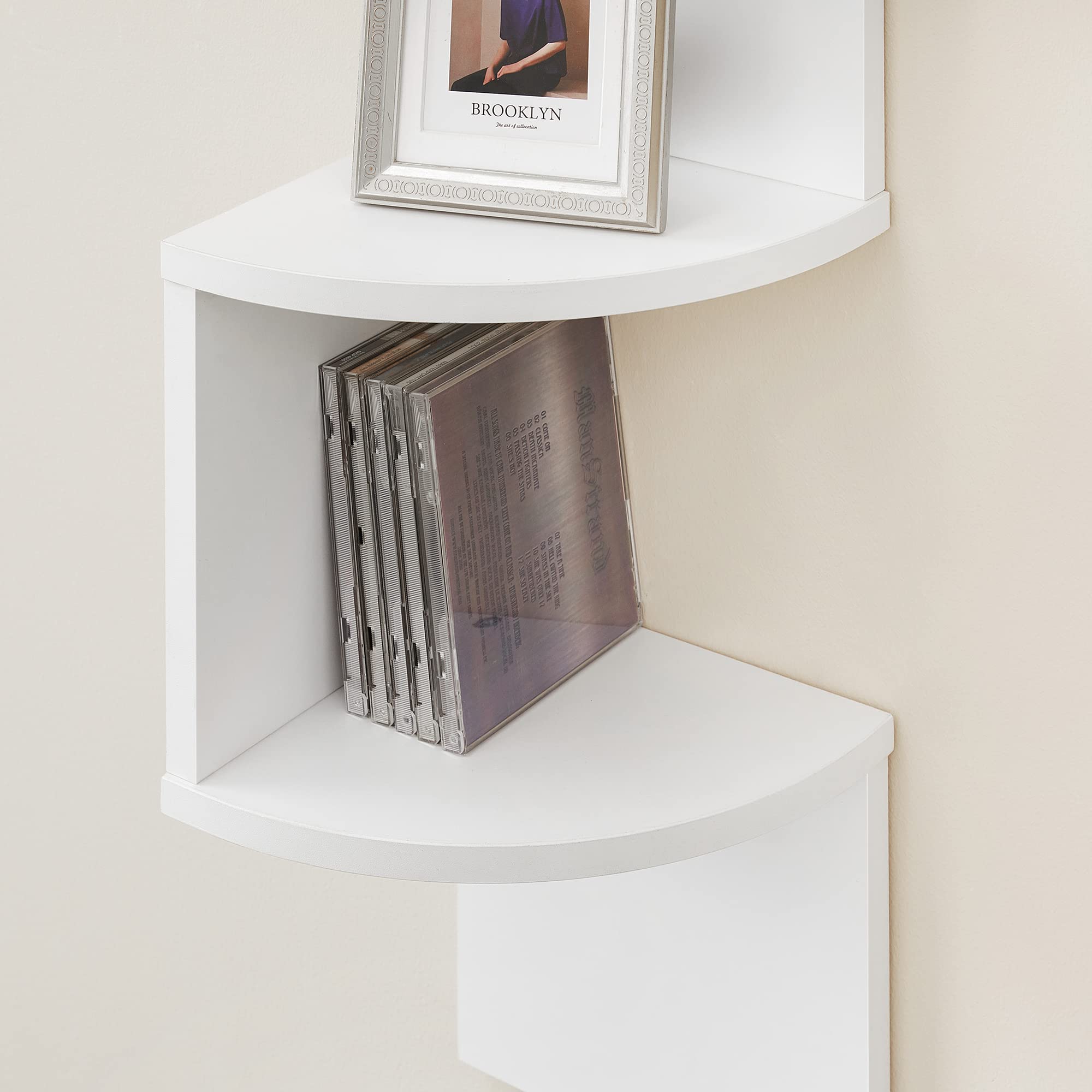 VASAGLE CUSTOS Collection - Corner Shelf Wall Mount, 5-Tier Floating Corner Bookshelf, Plant Shelf for Bedroom, Living Room, Bathroom, Home Office, Cloud White ULBC72WT 🍁 All In One Marketplace Canada