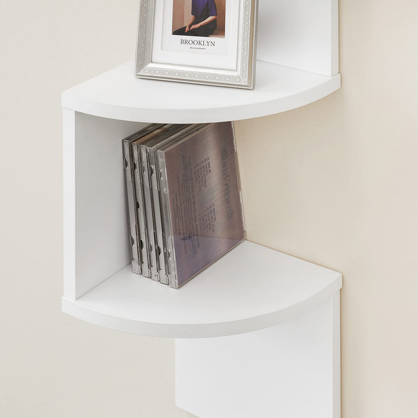 VASAGLE CUSTOS Collection - Corner Shelf Wall Mount, 5-Tier Floating Corner Bookshelf, Plant Shelf for Bedroom, Living Room, Bathroom, Home Office, Cloud White ULBC72WT 🍁 All In One Marketplace Canada