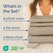 Queen Size 4 Piece Sheet Set - Comfy Breathable & Cooling Sheets - Hotel Luxury Bed Sheets for Women & Men - Deep Pockets, Easy-Fit, Soft & Wrinkle Free Sheets - Heathered Beige Oeko-Tex Bed Sheet Set 🍁 All In One Marketplace Canada