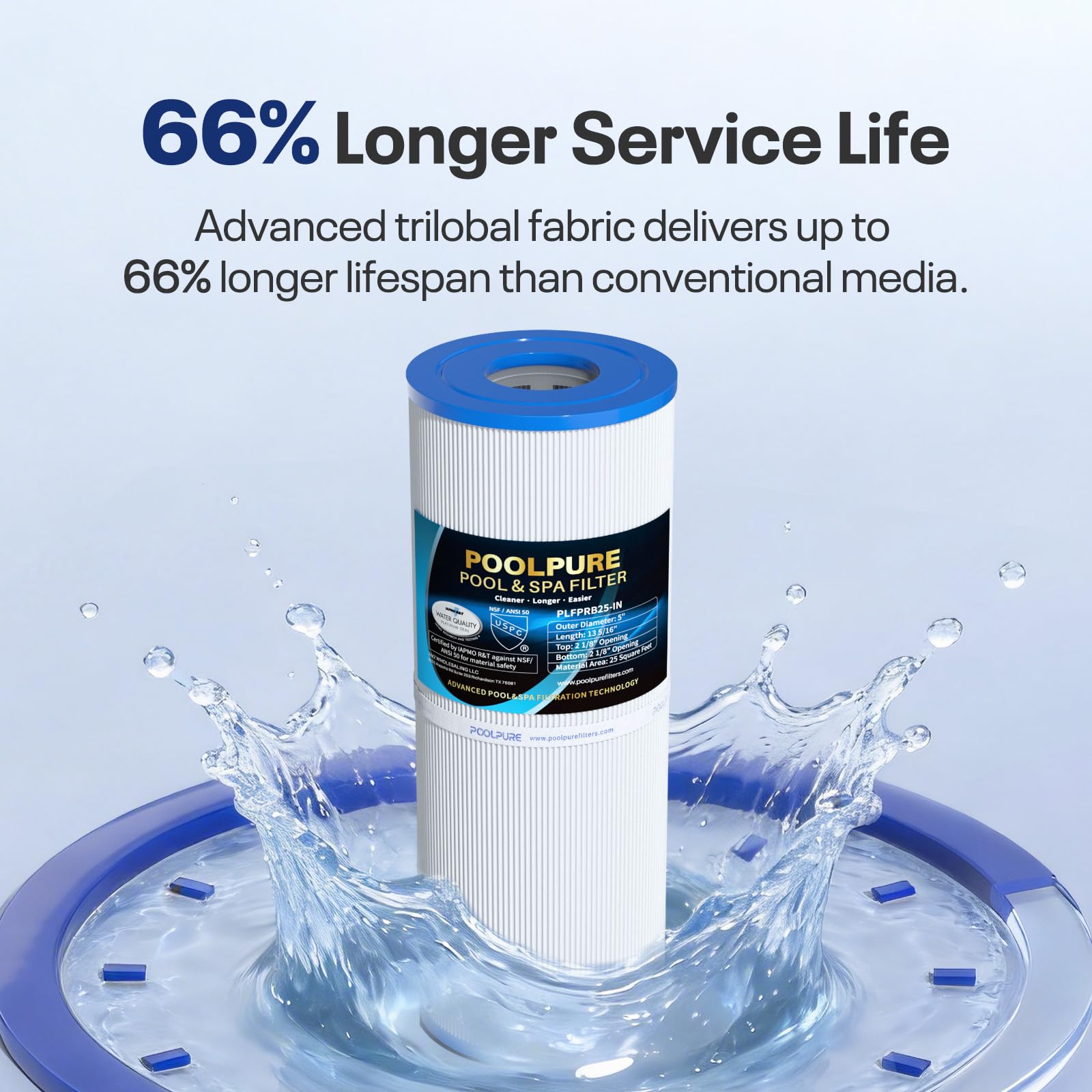 POOLPURE PLFPRB25-IN Hot Tub Filter Replace Unicel C-4326, Guardian 413-106, Filbur FC-2375, FC-2370, 3005845, 17-2327, 100586, 33521, 25392, 817-2500, 5X13 Drop in Spa Filter 2 Pack 🍁 All In One Marketplace Canada
