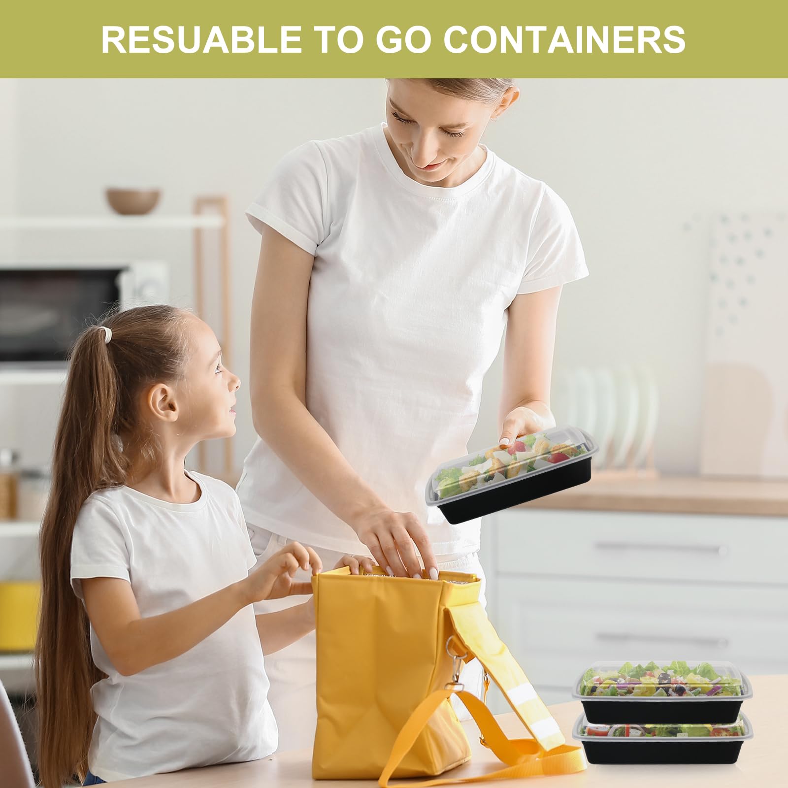 50 Pack Meal Prep Containers with Lids 38oz - Plastic Food Storage Containers with lids - Disposable Take out Containers with Lid for Meal Prep - BPA Free, Microwave/Dishwasher/Freezer Safe 🍁 All In One Marketplace Canada