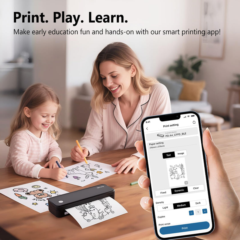 Gloryang Inkless Portable Printer for Travel, Wireless Thermal Printer Supports 8.5 x 11 Inch & A4 Size, Bluetooth Printer Includes Carry Case and 3 Rolls of Thermal Paper Kit, Black 🍁 All In One Marketplace Canada