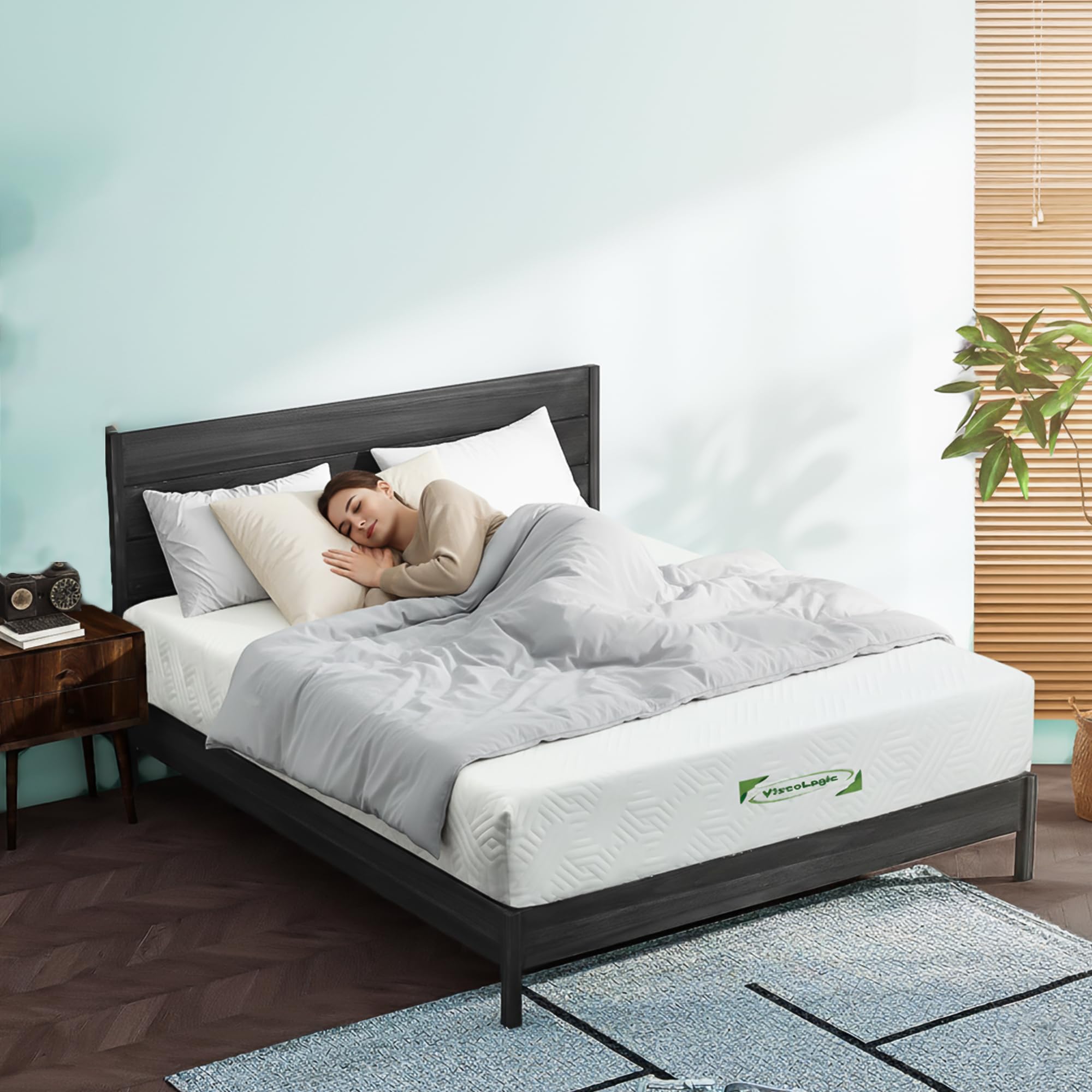 ViscoLogic Made in Canada 10 Inch Queen Mattress, Cool Gel Infused Foam, Medium Firm Support & Pressure Relief for Adults, Mattress in a Box, CertiPUR-US®, Queen Size 🍁 All In One Marketplace Canada