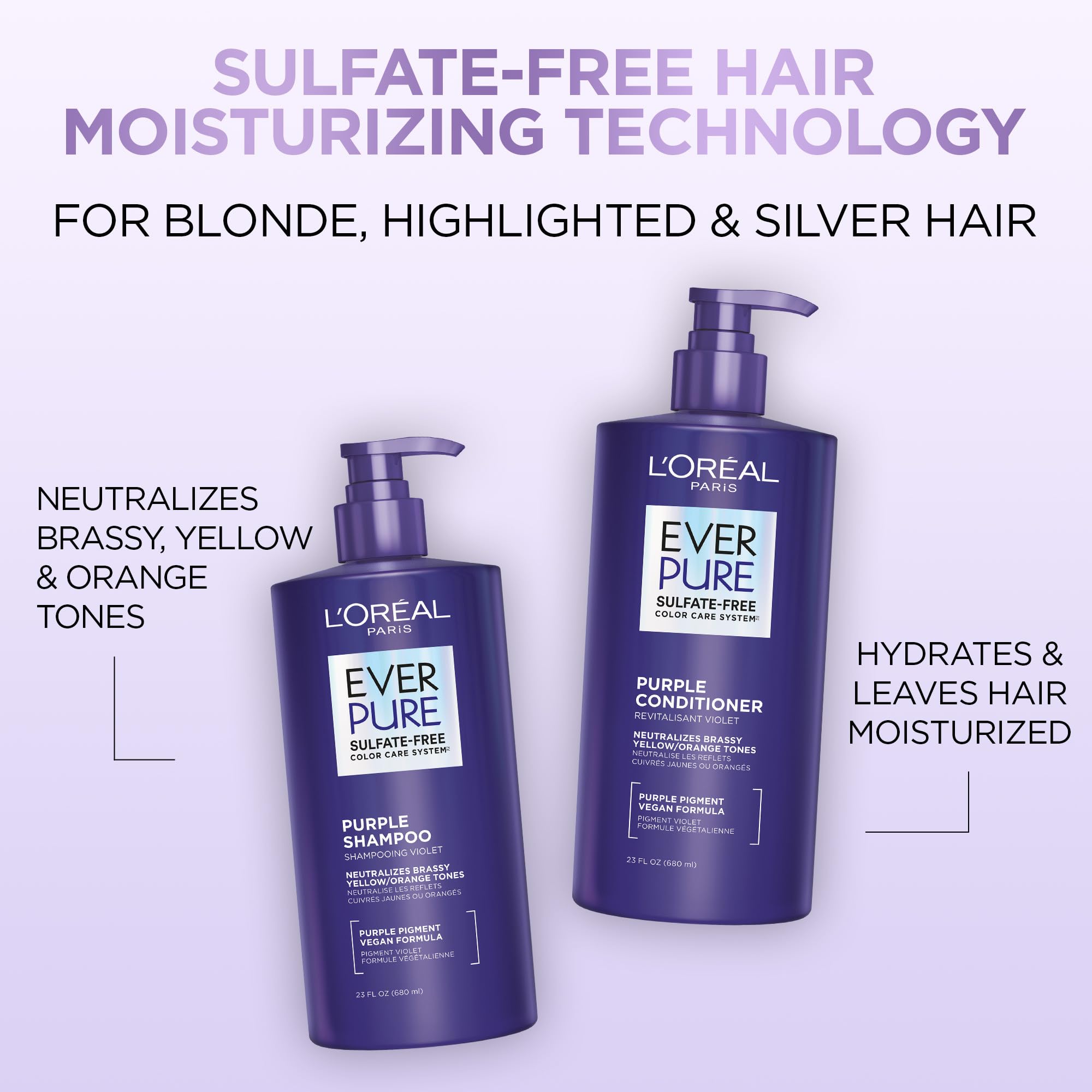 EverPure Sulfate-Free Shampoo, Purple Shampoo for Blonde Hair, Bleached, Brown Highlighted, Silver and Gray Hair, With Purple Pigments, Pack of 1, 680ml 🍁 All In One Marketplace Canada