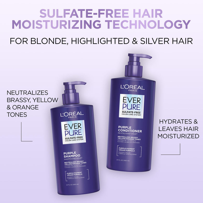 EverPure Sulfate-Free Shampoo, Purple Shampoo for Blonde Hair, Bleached, Brown Highlighted, Silver and Gray Hair, With Purple Pigments, Pack of 1, 680ml 🍁 All In One Marketplace Canada