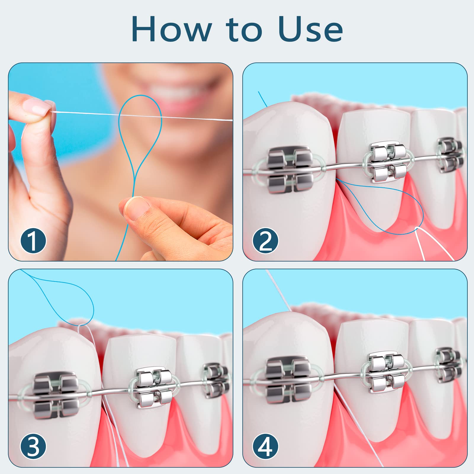 Floss Threaders, Deep Clean Dental Floss Threader for Braces, Bridges, and Implants, Blue 🍁 All In One Marketplace Canada