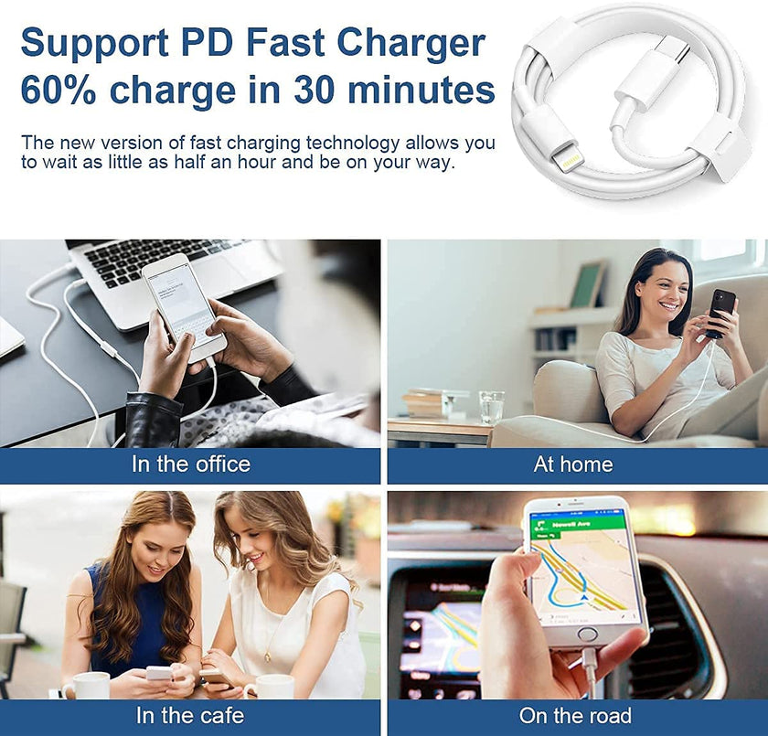 iPhone Charger Fast Charging【Apple MFi Certified】 2 Pack USB C Charger Block with 6FT USB C to Lightning Cables Compatible with iPhone 14/13/12/11 Pro Max/Xs Max/XR/AirPods Pro 🍁 All In One Marketplace Canada