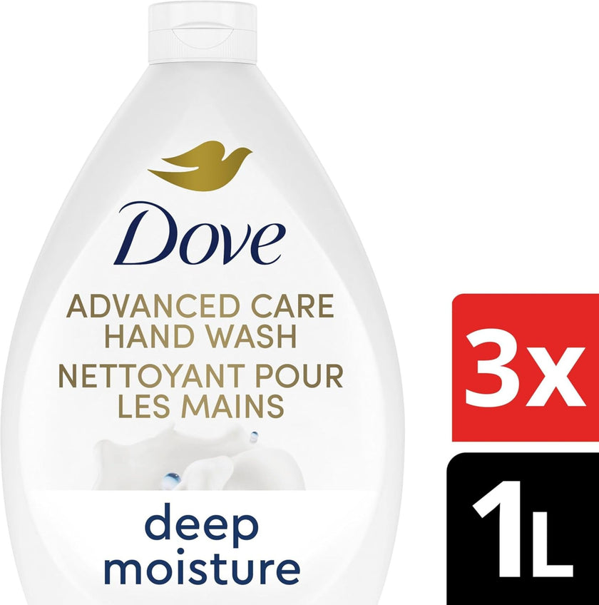 Dove Advanced Care Deep Moisture Hand Wash for soft, smooth skin Bottle Refill nourishes skin 10 layers deep 1 L (Pack Of 3) 🍁 All In One Marketplace Canada