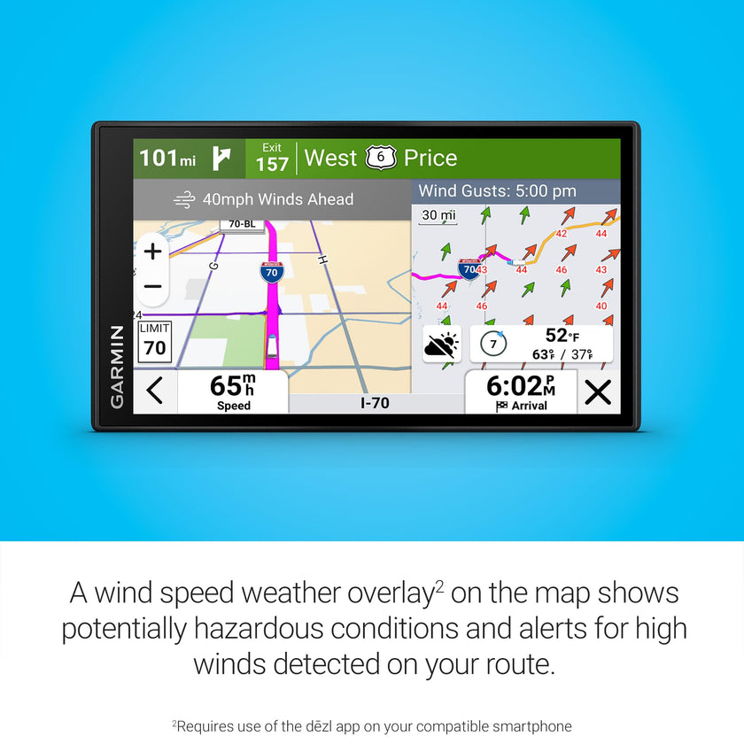 Garmin dēzl™ OTR620, High-Res 6” GPS Truck Navigator, Custom Routing, Satellite Imagery, Wind Speed, Community-Shared Loading Docks, Truck Entrances, Parking Availability 🍁 All In One Marketplace Canada