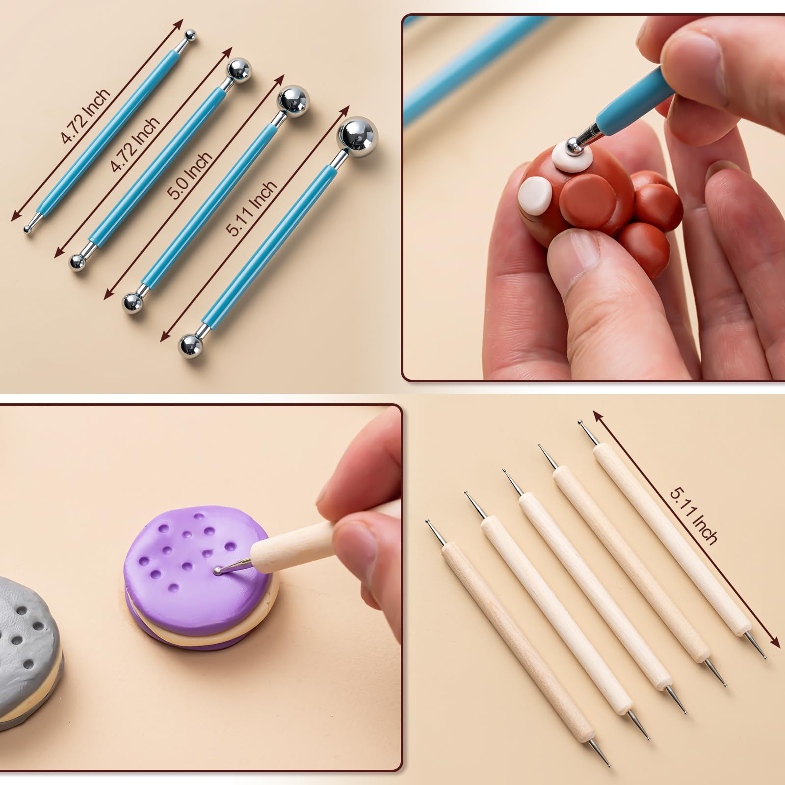 Amrules Clay Tools Kit, 27 PCS Pottery Tools, Practical Polymer Clay Sculpting Tools Kit, Air Dry Clay Tools Set for Adults, Pottery Craft, Dotting, Carving, Drawing, Molding, Modeling, Shaping 🍁 All In One Marketplace Canada
