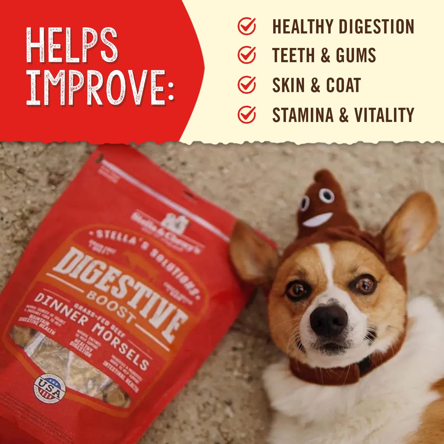 Stella & Chewy's Stella's Solutions Digestive Support Grass-Fed Beef Dinner Morsels Freeze-Dried Raw Dog Food, 368g 🍁 All In One Marketplace Canada