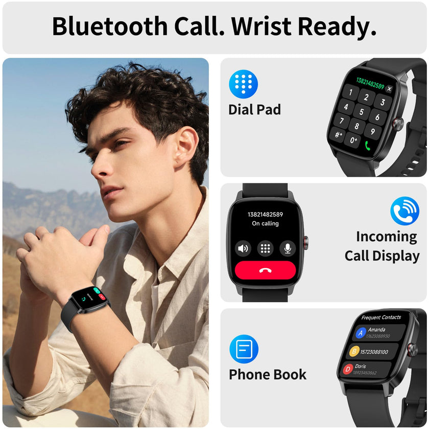 Smart Watch for Men Women, Bluetooth Call Smartwatch with AI Voice, 1.85