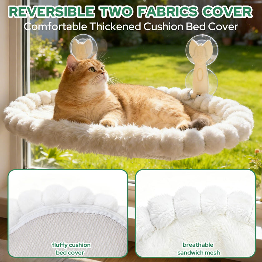 Ceecysaa Cat Window Perch, Cat Hammock Cordless Window Bed with Easy Assembly Strong Metal Frame and Removable Soft Cover, 4 Strong Suction Cups Soft Cover Foldable Cats Shelf Seat for Indoor Cats 🍁 All In One Marketplace Canada