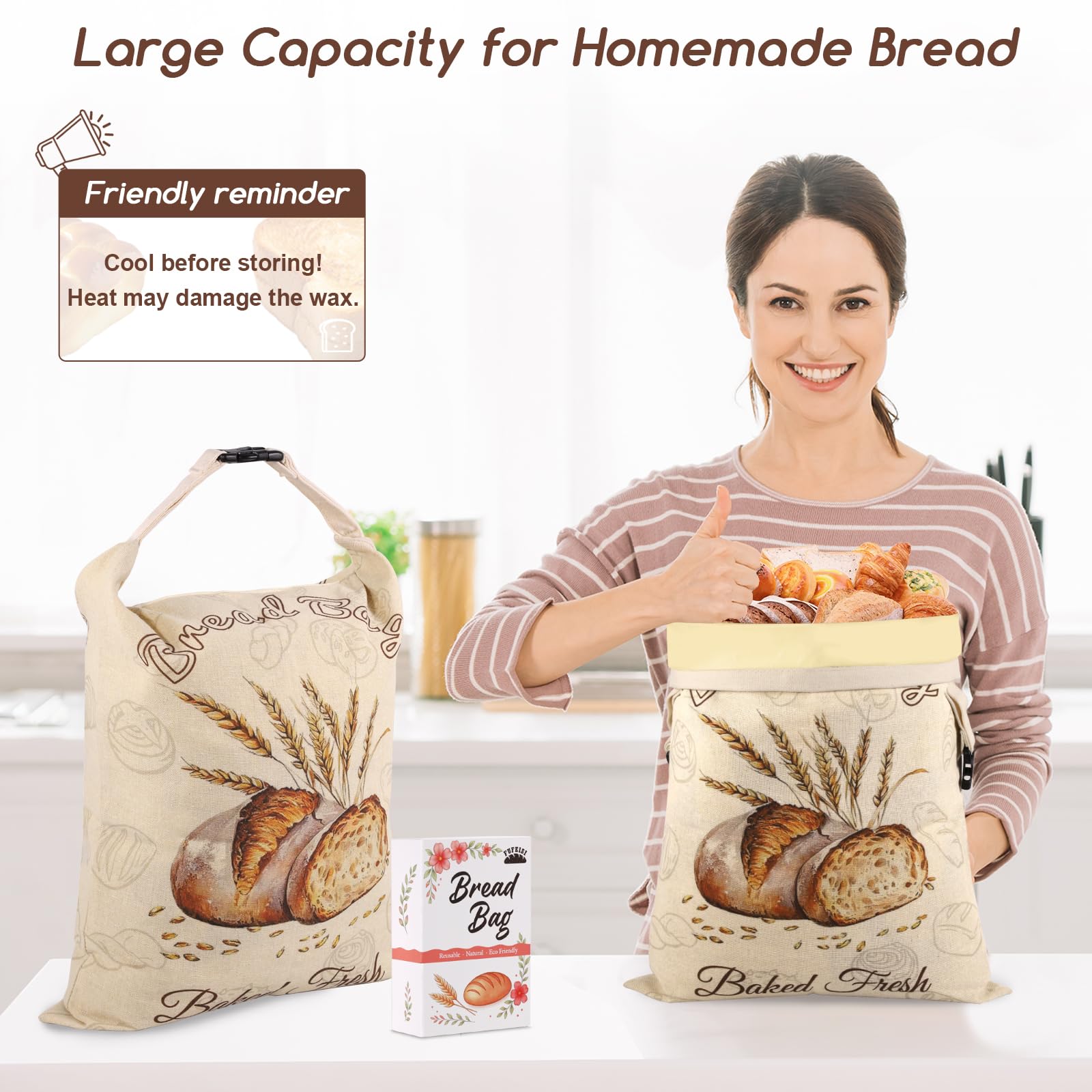 Beeswax Bread Bags for Sourdough, 2 Pack Reusable Bread Bag for Storage XL 17x13 Inch, Large Linen Bags for Homemade Sourdough - Keep Fresh, Freezer Safe 🍁 All In One Marketplace Canada