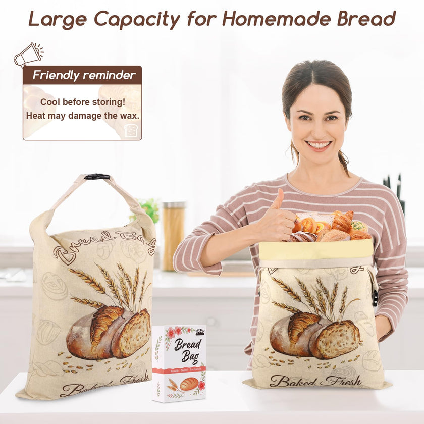 Beeswax Bread Bags for Sourdough, 2 Pack Reusable Bread Bag for Storage XL 17x13 Inch, Large Linen Bags for Homemade Sourdough - Keep Fresh, Freezer Safe 🍁 All In One Marketplace Canada