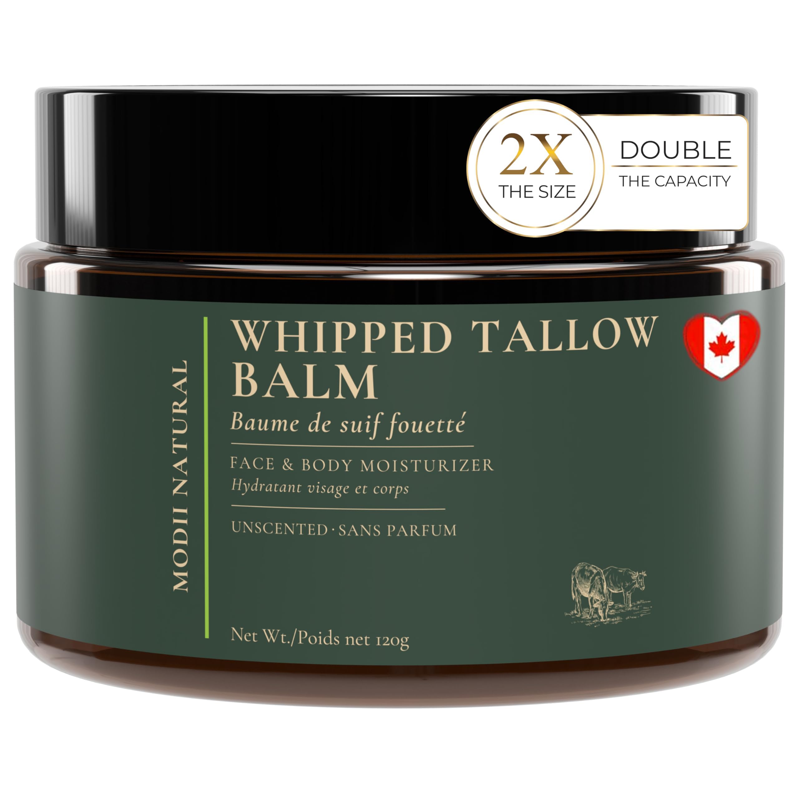 Whipped Beef Tallow Moisturizer - 100% Grass-Fed Tallow Face Balm with Honey, Jojoba Oil, Olive Oil & Sweet Almond Oil - Unscented - 120ml/4oz 🍁 All In One Marketplace Canada