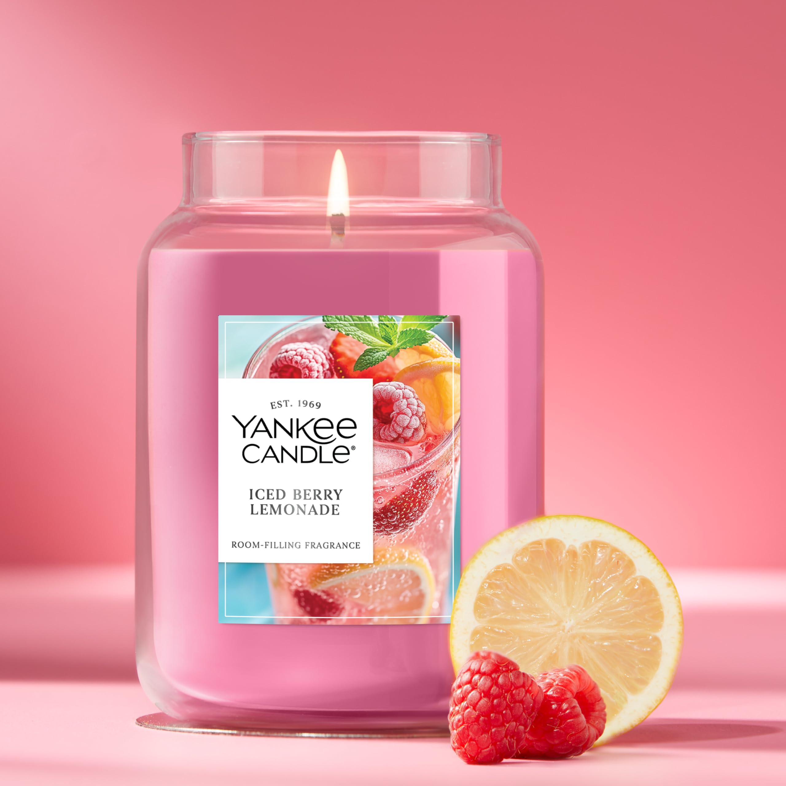 Yankee Candle Large Jar Scented Candle with up to 150 Hour Burn Time, Premium Plant Wax Blend for Cleaner Consistent Burn and Room Filling Fragrance, 22 oz, Iced Berry Lemonade 🍁 All In One Marketplace Canada