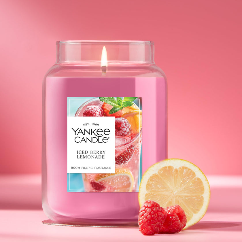 Yankee Candle Large Jar Scented Candle with up to 150 Hour Burn Time, Premium Plant Wax Blend for Cleaner Consistent Burn and Room Filling Fragrance, 22 oz, Iced Berry Lemonade 🍁 All In One Marketplace Canada